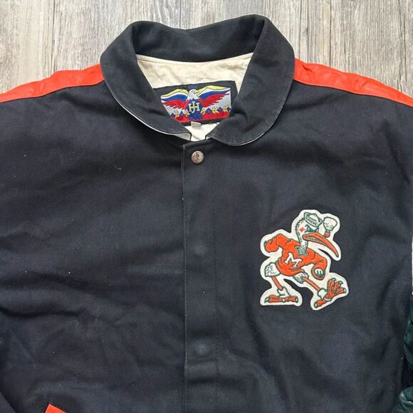 Vintage Jeff Hamilton NCAA Miami Hurricanes Orange Bowl Leather Jacket Size M - Picture 7 of 16